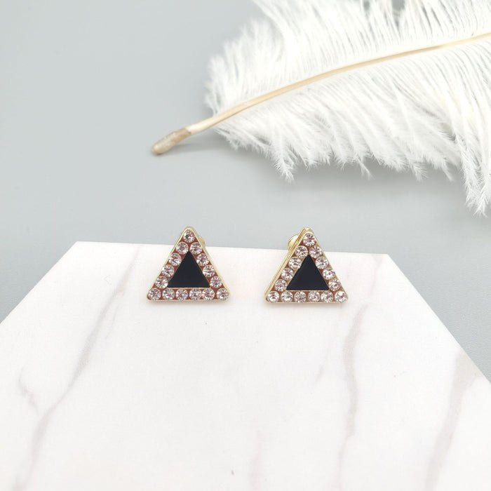 Silver Pin and Diamond Clover Stud Earrings