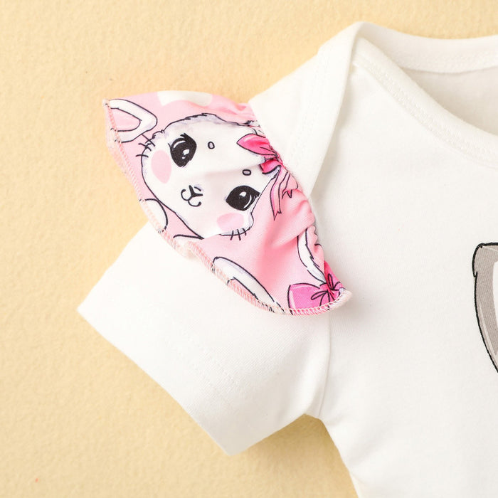 Letter over printed rabbit three piece set