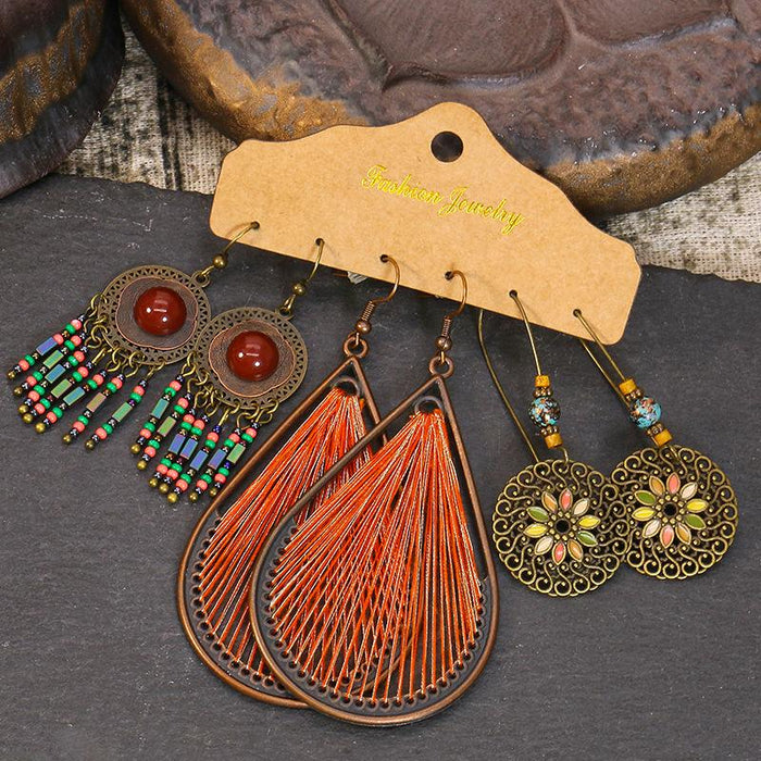 3 pairs/set Earrings Bohemian Style Jewelry X0X36213