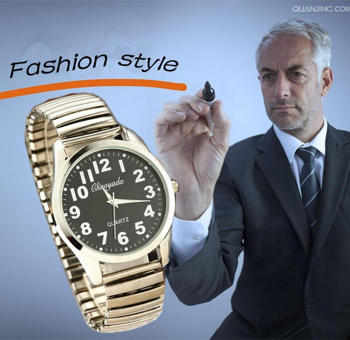 Men Watches Elastic Strap Stainless Steel Luxury Fashion Wristwatch