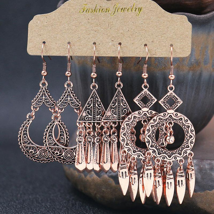 Boho Chic Vintage Matte Metal Earrings