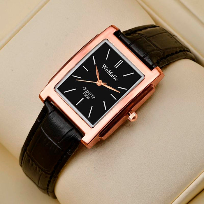 Men Watches Rectangle Quartz Leather Watches Elegant Wristwatch