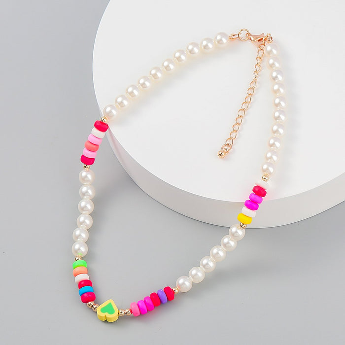 Fashion National Style Bead love shaped Resin Necklace