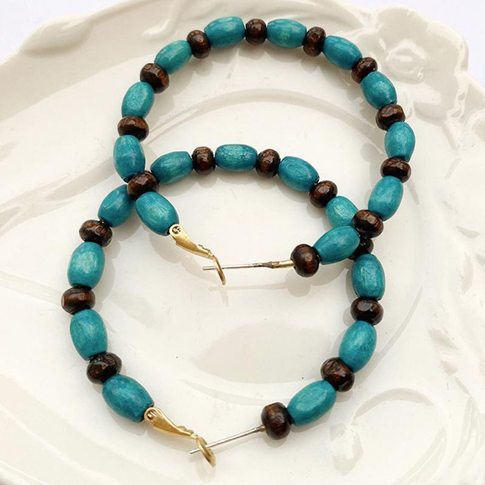Retro Personality Wooden Ethnic Style Round Women's Earrings