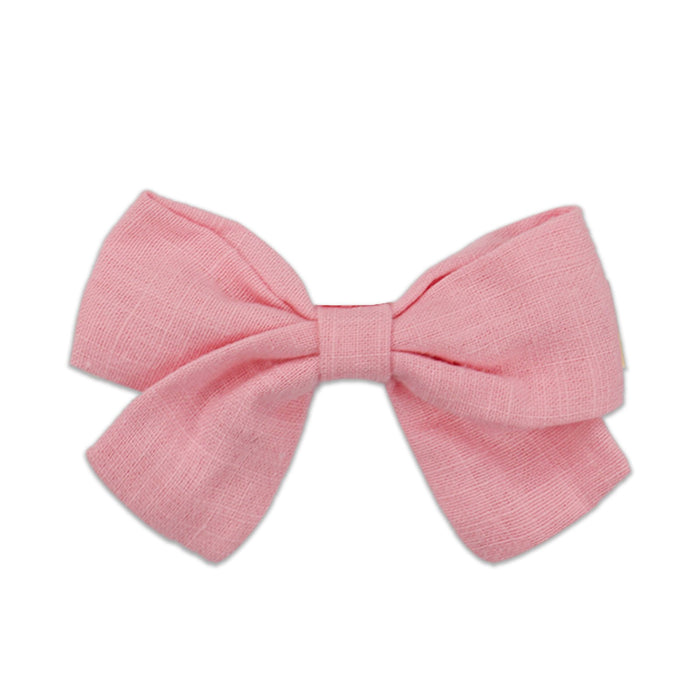 Slub cotton and linen bow hairpin