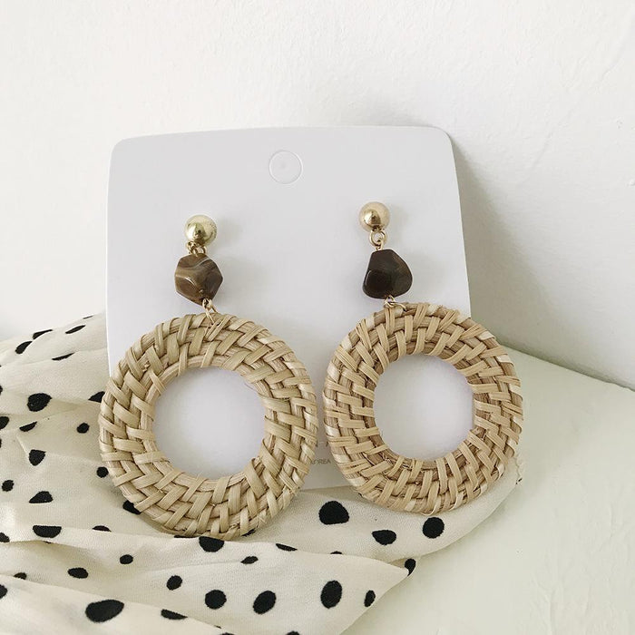Bohemian Long Handmade Rattan Tassel Earrings