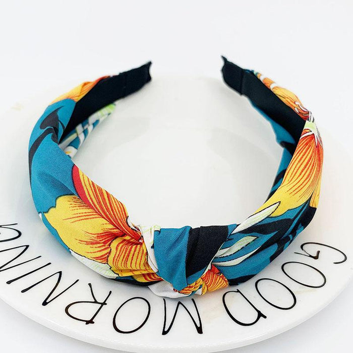 New Flower Headband Women Solid Color Knotted Hairband