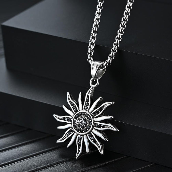 Vintage Sunflower Stainless Steel Pendant Necklace