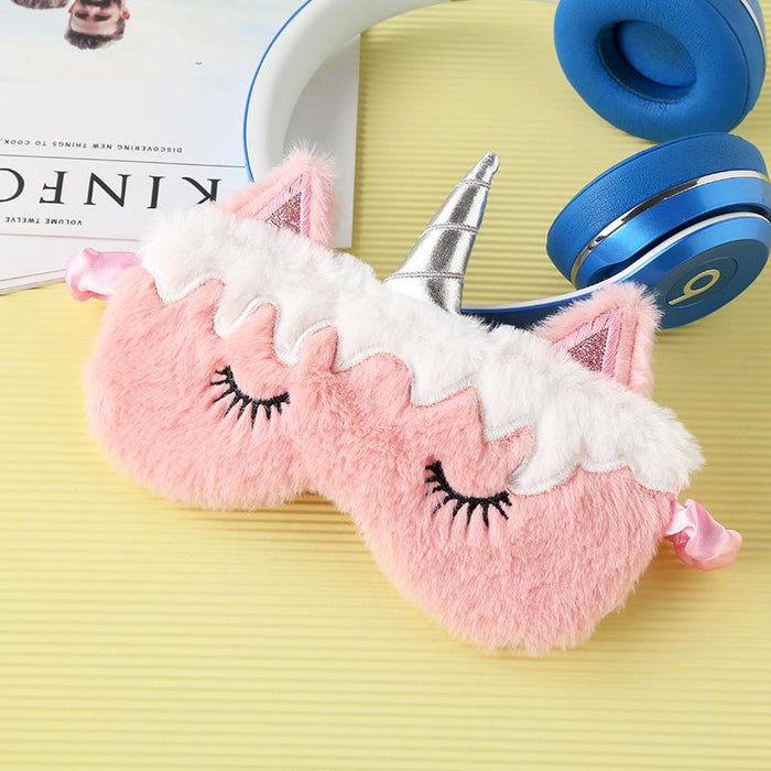 Cartoon Pink Gradient Colorful Unicorn Blindfold Eye Mask