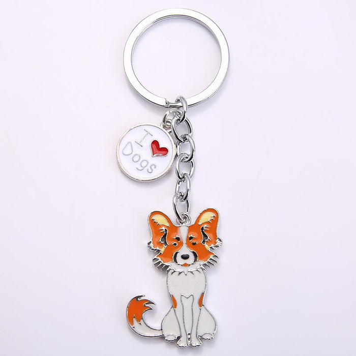 Multicolor Pet Dog Painted Zinc Alloy Keychain