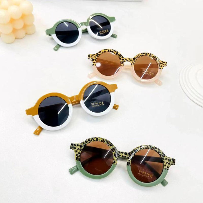 Children's sunglasses Fashion round frame Leopard Print