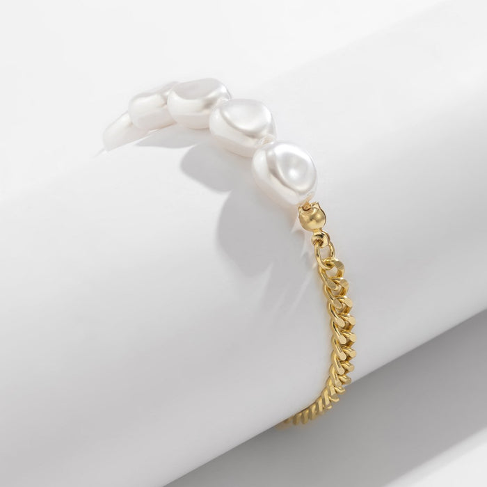 Asymmetric Imitation Pearl Single Leg Chain