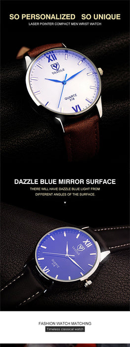 Yazole Simple Hook Needle Business Watch Roman Scale Male Soft Leather Watch