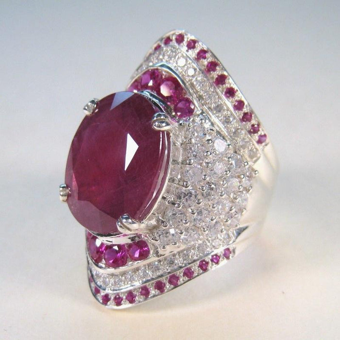 Fashon Jewelry Big Oval Cut Hot Pink Zircon Rings
