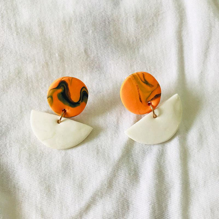 Handmade Pumpkin Clay Soft Pottery Fashion Simple Earrings