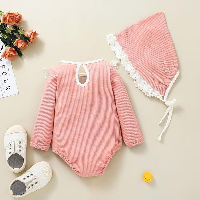 Baby Pink Cute Bodysuit With Hat