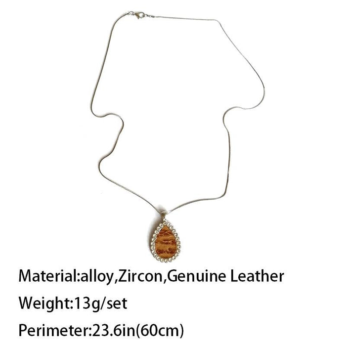 Bohemian Zircon Leather Necklace