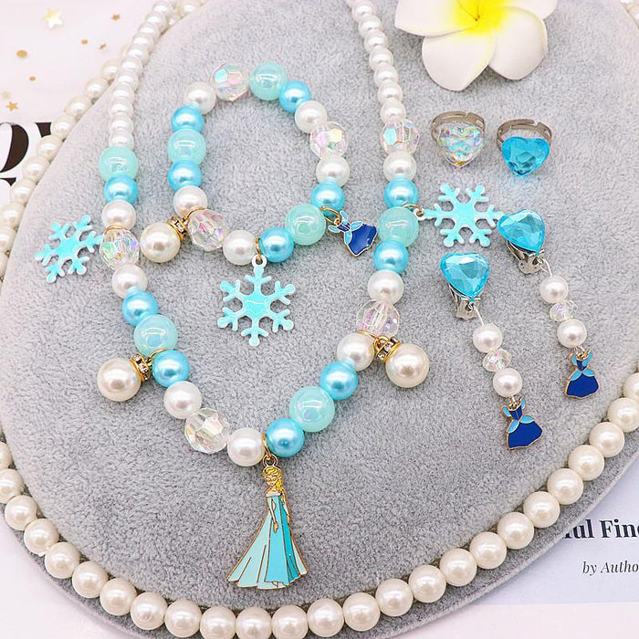 Children's imitation pearl Snow Princess Necklace Bracelet Set