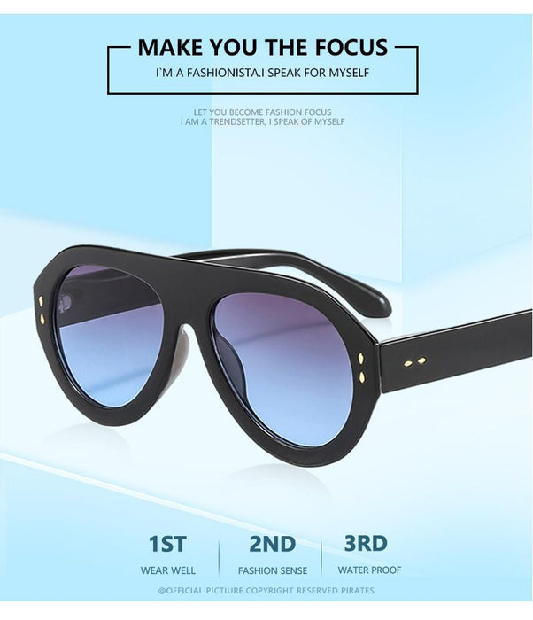 Large frame avant-garde retro toad mirror rice nail Sunglasses