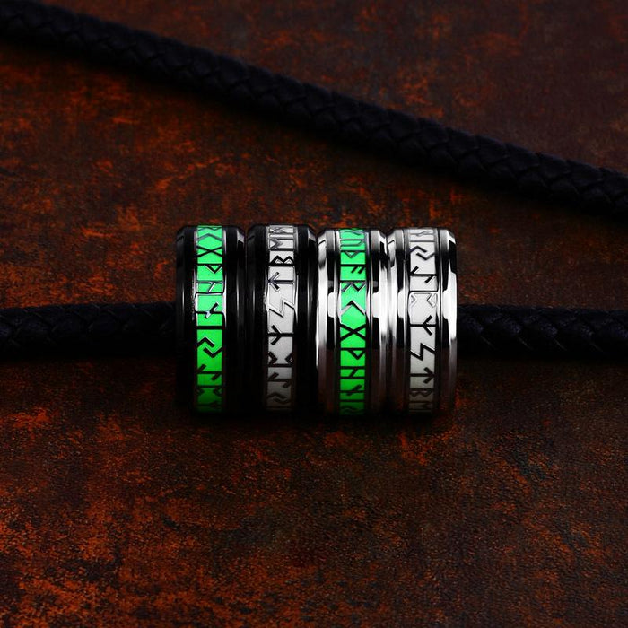 Stainless Steel Luminous Viking Letter Ring
