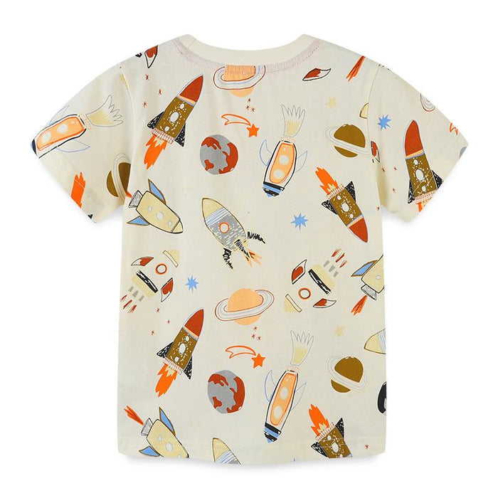 Boys Short Sleeve T-Shirt Knit Cotton Cartoon Print