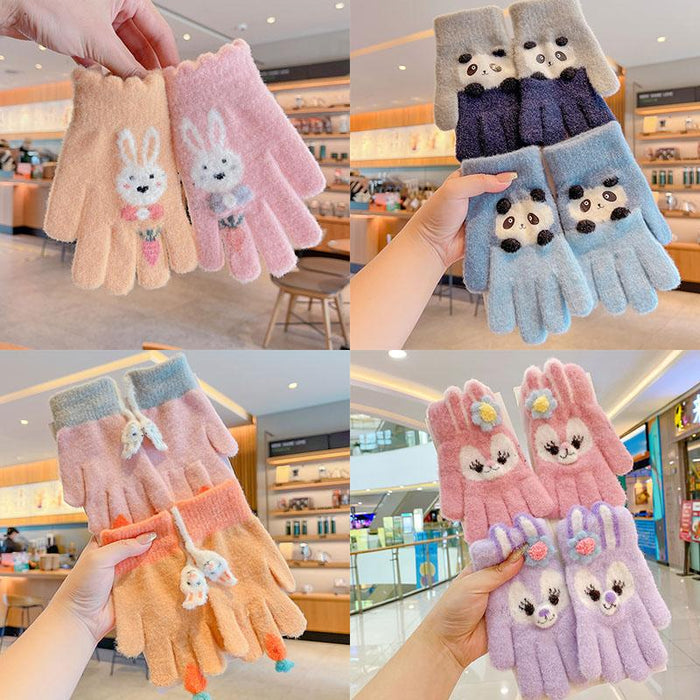 Winter Baby Sweet Cartoon Knitted Yarn Keep Warm Gloves