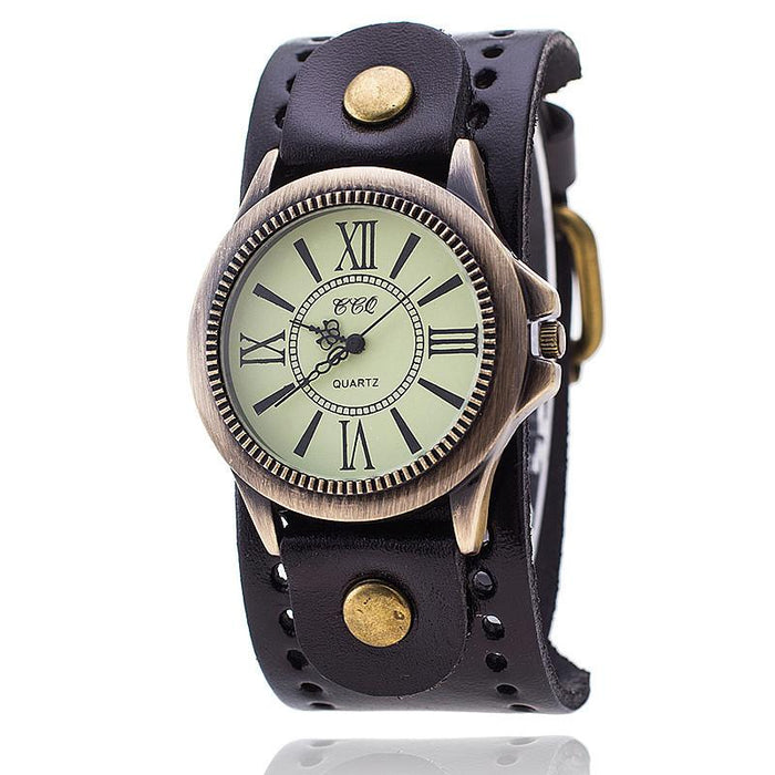 Popular Genuine Cowhide Watch Retro Roman Literal Wristwatch Sports Quartz