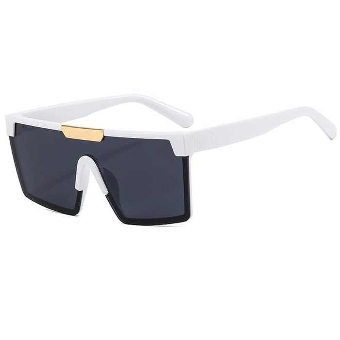 Square large frame one piece contrast Sunglasses