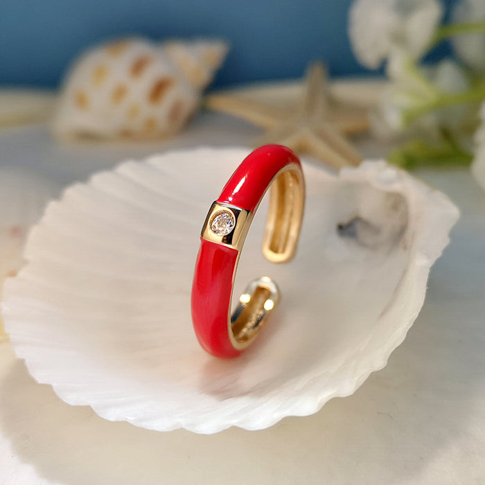 Ins Design Simple Color Oil Dripping Finger Ring