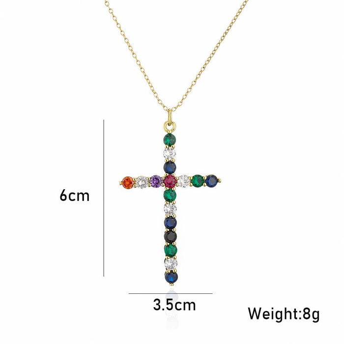 Hip Hop Wind Cross Pendant Zircon Religious Necklace