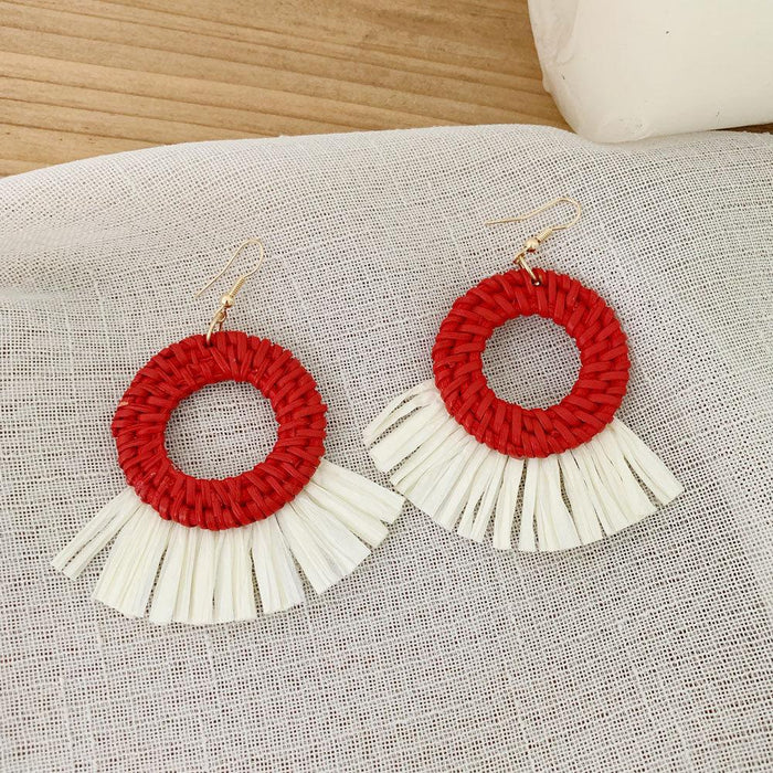 Bohemian Long Handmade Rattan Tassel Earrings