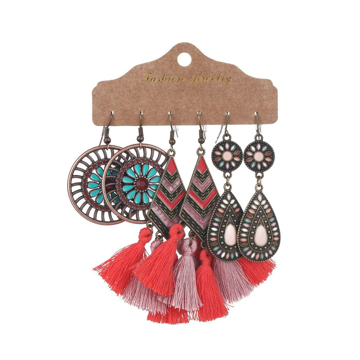 3 pairs/set Earrings Bohemian Style Jewelry X0X36198