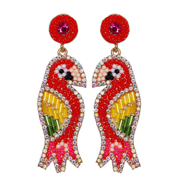 New Creative Exaggerated Personality Parrot Female Earrings Accessories Inlaid Rhinestone