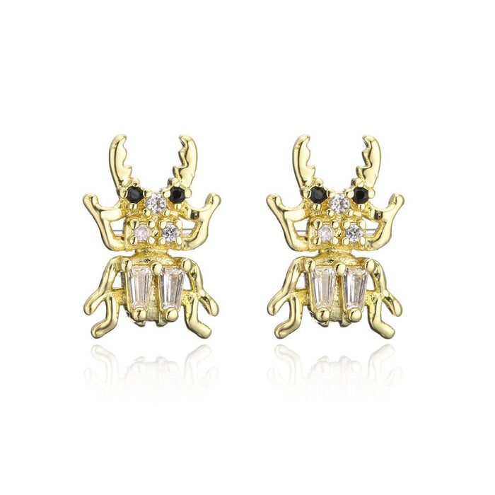 New Insect Series Gold Personalized Zircon Earrings