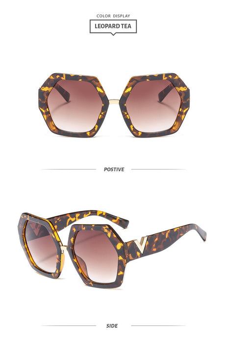Thick Frame Sunglasses Women's large frame V-shaped Leopard Print