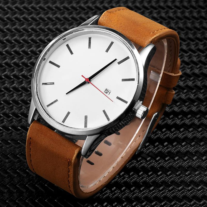 Men's Watches Fashion Leather Quartz Wristwatch