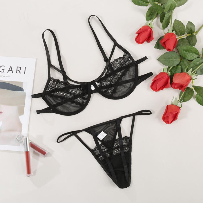 Sexy Women Underwear Lace Mesh Lingerie Set