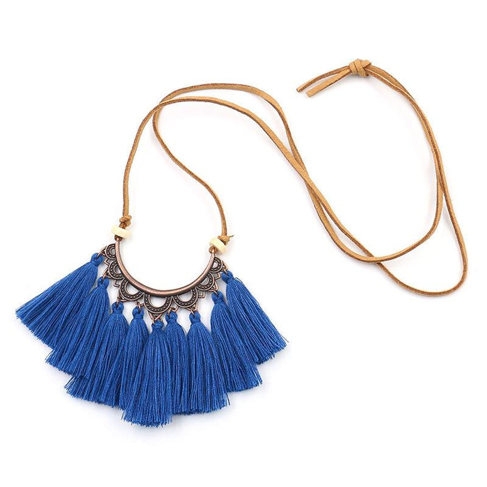 Women's Popular Creative Flower Retro Tassel Necklace