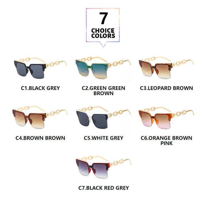 Half frame chain metal sunglasses
