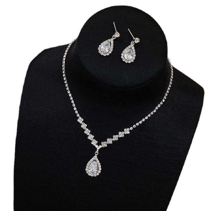 Fashion Female Zircon Necklace Earrings Jewelry Set