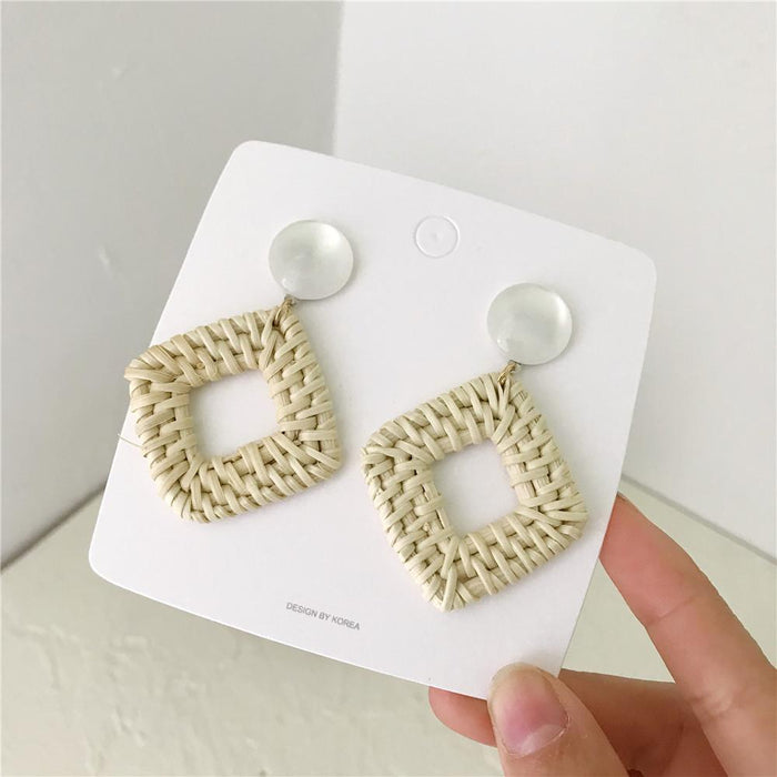 Bohemian Long Handmade Rattan Tassel Earrings