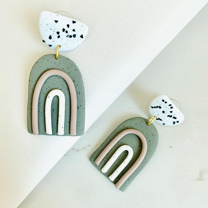 Wave Point Soft Ceramic Earrings Geometric Bow Multicolor Clay Earrings