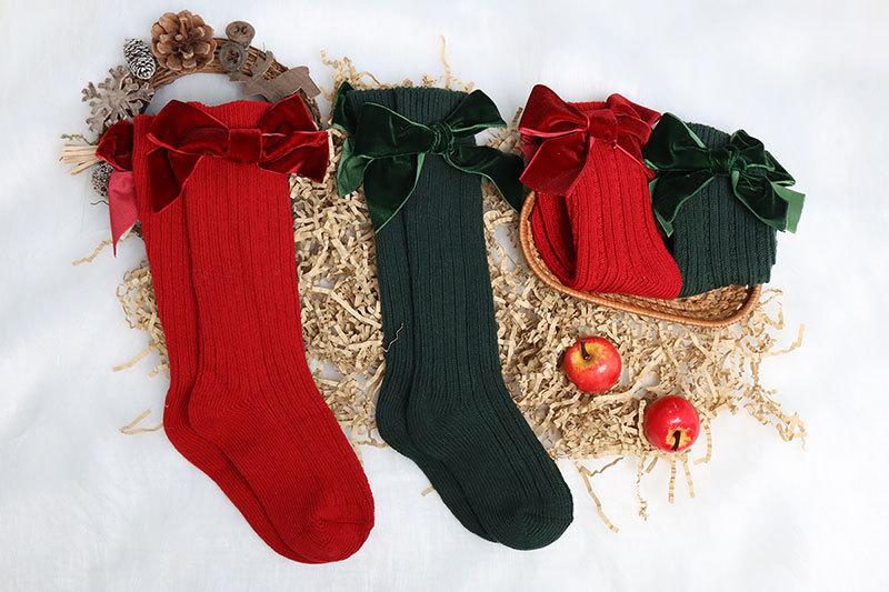 Winter Kids Knee High Big Bow Christmas Socks