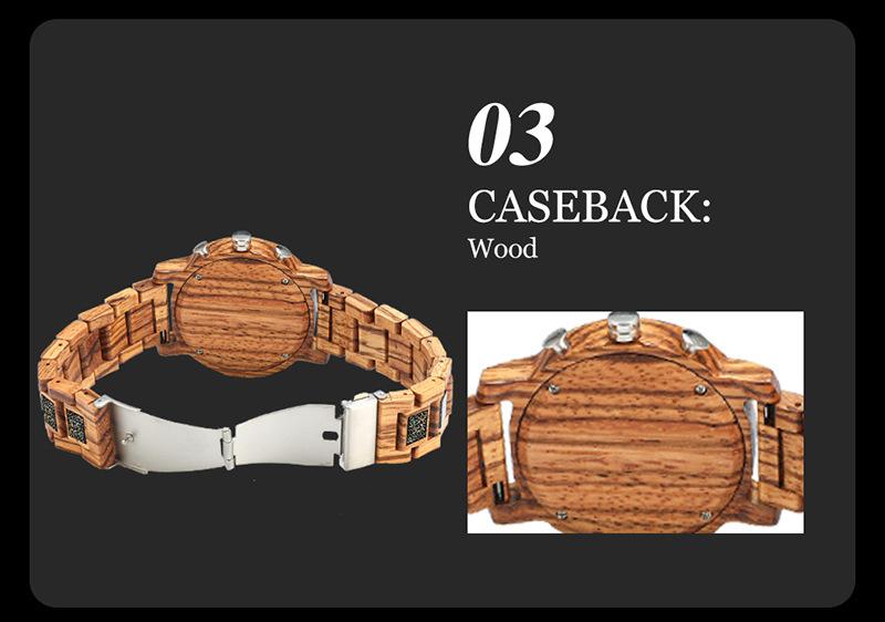 Men's Sports Multifunctional Wood Business Quartz Watch