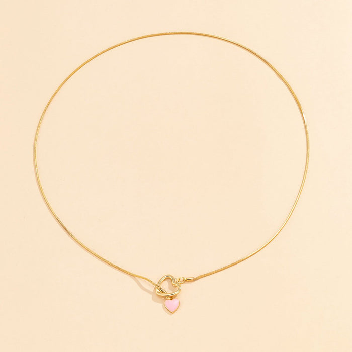 Simple Adjustable Pull Love Pendant Clavicle Chain