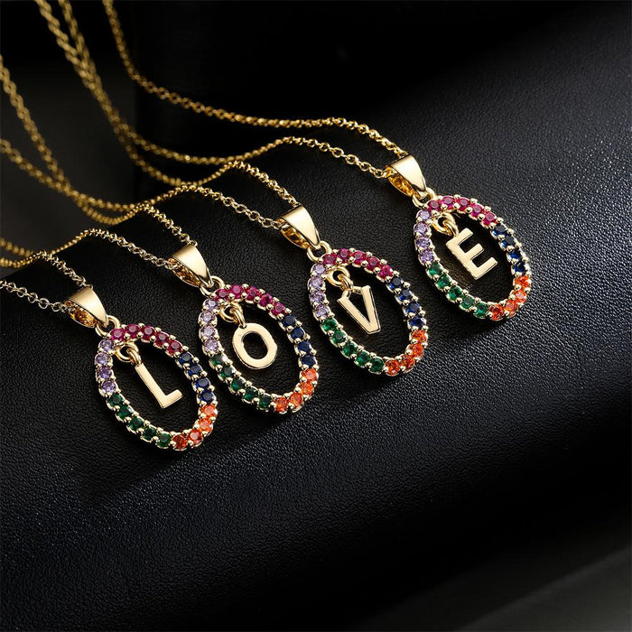 Ins Small Fresh 26 English Letter Zircon Pendant Necklace