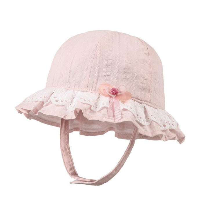 Pink Lace Bow Children's Sunscreen Warm Fisherman Hat