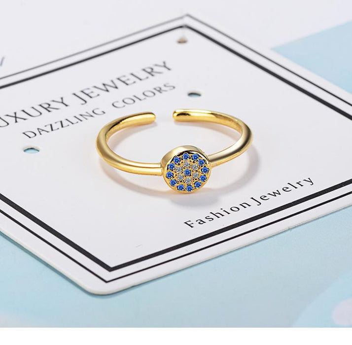 Devil's Eye Vintage Round Blue Open Ring