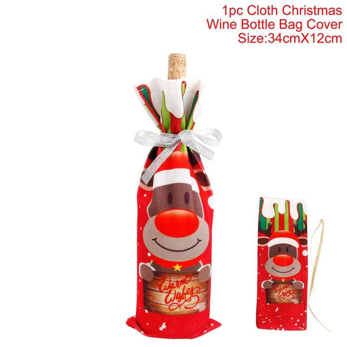 Christmas Decorations For Home Santa Claus Wine Bottle Cover