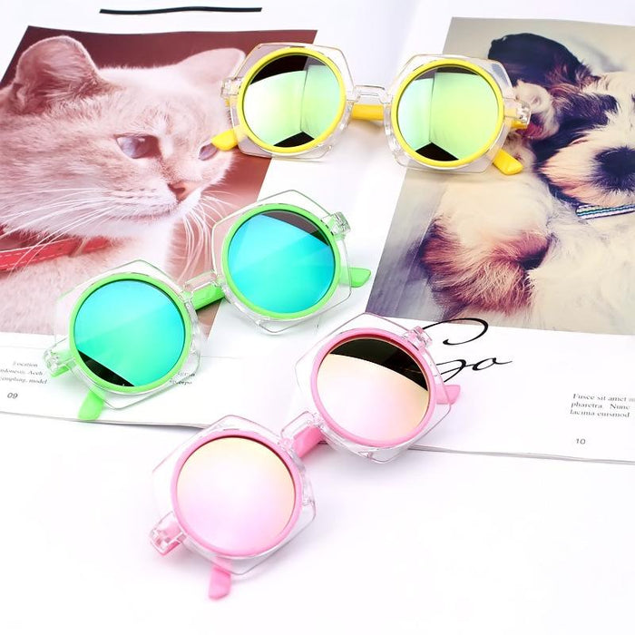 Children's Sunglasses New transparent frame reflective color